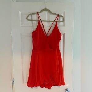 Lovers + Friends Mini Orange Lace Detail Dress